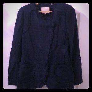Rebecc Taylor raw edge navy jacket
